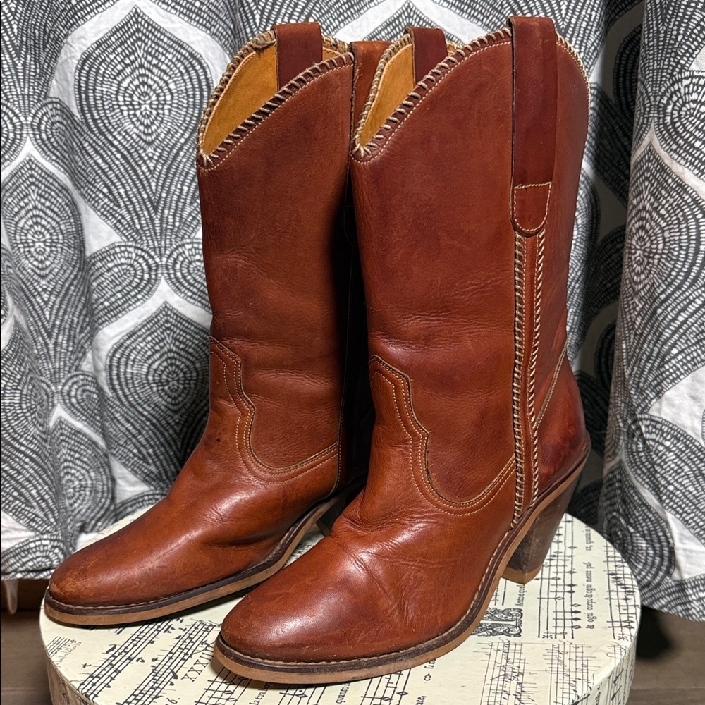 Predictions Vintage Leather Western Boots Size 6.5